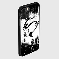 Чехол для iPhone 12 Pro Max Японский дракон с иероглифами, цвет: 3D-черный — фото 2