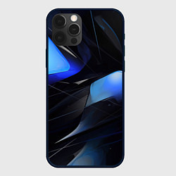 Чехол для iPhone 12 Pro Max Black blue elements, цвет: 3D-черный