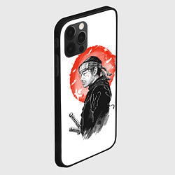 Чехол для iPhone 12 Pro Max Самурай на фоне красного солнца, цвет: 3D-черный — фото 2