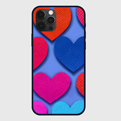 Чехол для iPhone 12 Pro Max Паттерн сердечки, цвет: 3D-черный