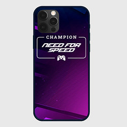 Чехол для iPhone 12 Pro Max Need for Speed gaming champion: рамка с лого и джо, цвет: 3D-черный