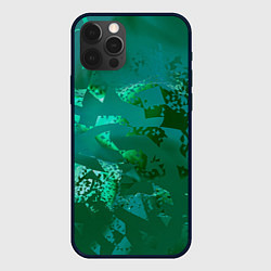 Чехол iPhone 12 Pro Max Зелёные обрывки фигур