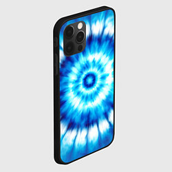 Чехол для iPhone 12 Pro Max Тай-дай бело-синий круг, цвет: 3D-черный — фото 2