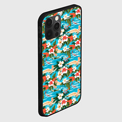 Чехол для iPhone 12 Pro Max Море цветы и птицы, цвет: 3D-черный — фото 2