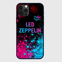 Чехол для iPhone 12 Pro Max Led Zeppelin - neon gradient: символ сверху, цвет: 3D-черный