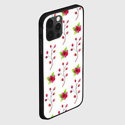 Чехол для iPhone 12 Pro Max Red flowers, цвет: 3D-черный — фото 2