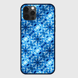 Чехол для iPhone 12 Pro Max Светящиеся голубые цветочки, цвет: 3D-черный