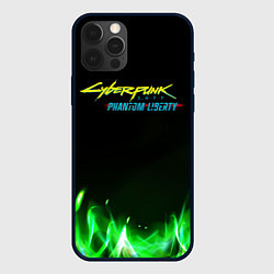 Чехол для iPhone 12 Pro Max Cyberpunk 2077 phantom liberty green fire logo, цвет: 3D-черный