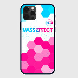 Чехол для iPhone 12 Pro Max Mass Effect neon gradient style: символ сверху, цвет: 3D-черный