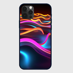 Чехол iPhone 12 Pro Max Неоновые фиолетовые волны