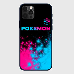 Чехол iPhone 12 Pro Max Pokemon - neon gradient: символ сверху