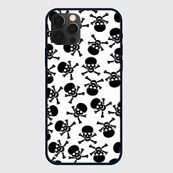 Чехол для iPhone 12 Pro Max Черепа и кости паттерном, цвет: 3D-черный
