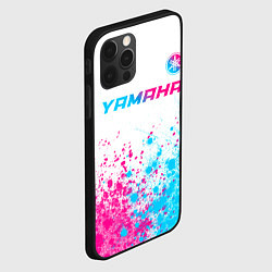 Чехол для iPhone 12 Pro Max Yamaha neon gradient style: символ сверху, цвет: 3D-черный — фото 2