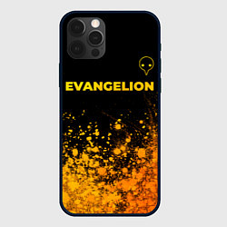 Чехол для iPhone 12 Pro Max Evangelion - gold gradient: символ сверху, цвет: 3D-черный