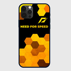 Чехол для iPhone 12 Pro Max Need for Speed - gold gradient: символ сверху, цвет: 3D-черный