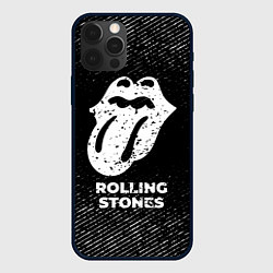 Чехол для iPhone 12 Pro Max Rolling Stones с потертостями на темном фоне, цвет: 3D-черный