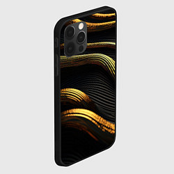 Чехол для iPhone 12 Pro Max Золотистые волны абстракция, цвет: 3D-черный — фото 2