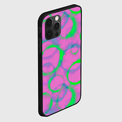 Чехол для iPhone 12 Pro Max Тай дай розовый с зеленым, цвет: 3D-черный — фото 2