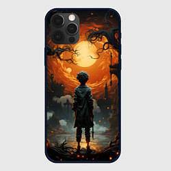 Чехол для iPhone 12 Pro Max Мальчик смотрит на замок - нейросеть, цвет: 3D-черный