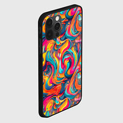 Чехол для iPhone 12 Pro Max Разноцветные мазки красок, цвет: 3D-черный — фото 2