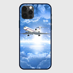 Чехол для iPhone 12 Pro Max Ту-154 в морозном небе, цвет: 3D-черный