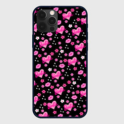 Чехол для iPhone 12 Pro Max Черный фон, барби и цветы, цвет: 3D-черный