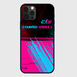 Чехол iPhone 12 Pro Max Counter-Strike 2 - neon gradient: символ сверху