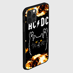 Чехол для iPhone 12 Pro Max AC DC рок кот и огонь, цвет: 3D-черный — фото 2