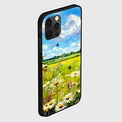 Чехол для iPhone 12 Pro Max Россия - летнее цветочное поле, цвет: 3D-черный — фото 2