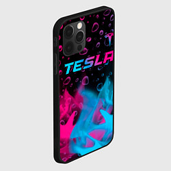 Чехол для iPhone 12 Pro Max Tesla - neon gradient: символ сверху, цвет: 3D-черный — фото 2