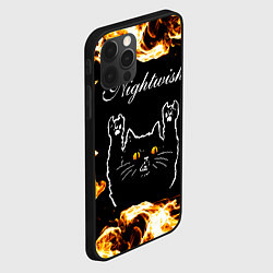 Чехол для iPhone 12 Pro Max Nightwish рок кот и огонь, цвет: 3D-черный — фото 2