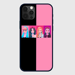 Чехол для iPhone 12 Pro Max Группа Black pink на черно-розовом фоне, цвет: 3D-черный
