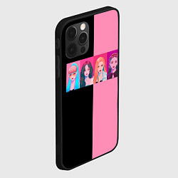 Чехол для iPhone 12 Pro Max Группа Black pink на черно-розовом фоне, цвет: 3D-черный — фото 2