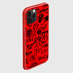 Чехол для iPhone 12 Pro Max Лучшие рок группы на красном, цвет: 3D-красный — фото 2