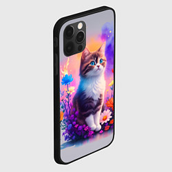 Чехол для iPhone 12 Pro Max Котик и акварель, цвет: 3D-черный — фото 2