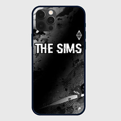 Чехол для iPhone 12 Pro Max The Sims glitch на темном фоне: символ сверху, цвет: 3D-черный