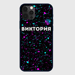 Чехол iPhone 12 Pro Max Виктория и неоновый герб России: символ сверху