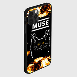Чехол для iPhone 12 Pro Max Muse рок кот и огонь, цвет: 3D-черный — фото 2