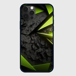 Чехол iPhone 12 Pro Max Зеленые абстрактные осколки
