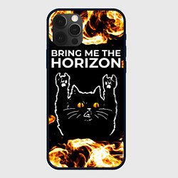 Чехол для iPhone 12 Pro Max Bring Me the Horizon рок кот и огонь, цвет: 3D-черный