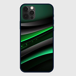 Чехол для iPhone 12 Pro Max Black green line, цвет: 3D-черный