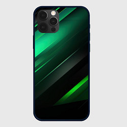 Чехол для iPhone 12 Pro Max Black green abstract, цвет: 3D-черный