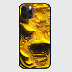 Чехол для iPhone 12 Pro Max Желтая объемная текстура, цвет: 3D-черный