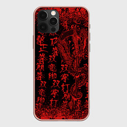 Чехол для iPhone 12 Pro Max Дракон и катана - иероглифы, цвет: 3D-светло-розовый