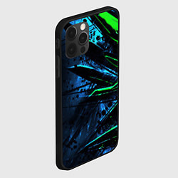 Чехол для iPhone 12 Pro Max Black green abstract, цвет: 3D-черный — фото 2