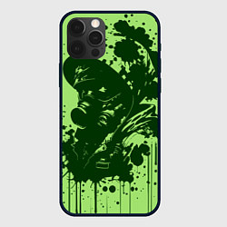 Чехол для iPhone 12 Pro Max Человек в противогазе и кляксы чернил, цвет: 3D-черный