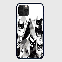 Чехол для iPhone 12 Pro Max Абстрактные коты, цвет: 3D-черный