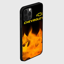 Чехол для iPhone 12 Pro Max Chevrolet - gold gradient: символ сверху, цвет: 3D-черный — фото 2