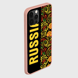 Чехол для iPhone 12 Pro Max Russia хохлома, цвет: 3D-светло-розовый — фото 2