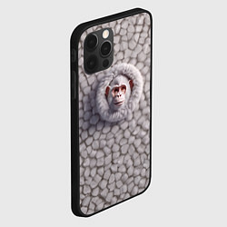 Чехол для iPhone 12 Pro Max Забавная белая обезьяна, цвет: 3D-черный — фото 2
